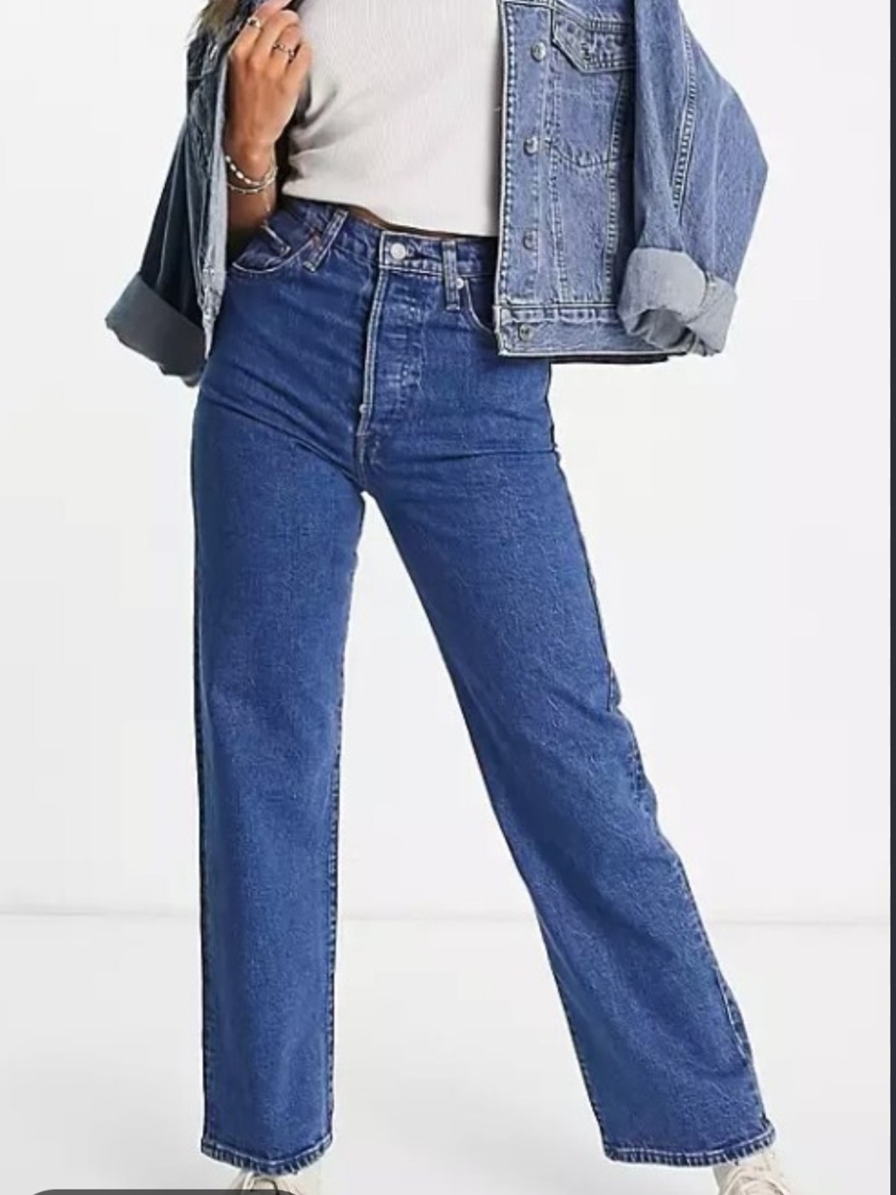 Levi's Premium Ribcage Straight Leg Jeans Medium Wash Button Fly Size 26